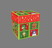 Новорічна коробка, Кубик, 500 гр, Картонна упаковка для цукерок