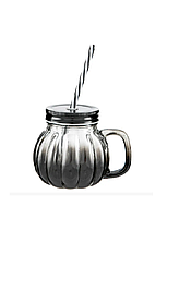 Чашка Halloween Pumpkin Glass Mason Jar — Black Чорний 230ml