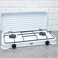 Настільна газова плита на 2 конфорки STARLUX SGS6002 портативна переносна з емальованим покриттям таганок