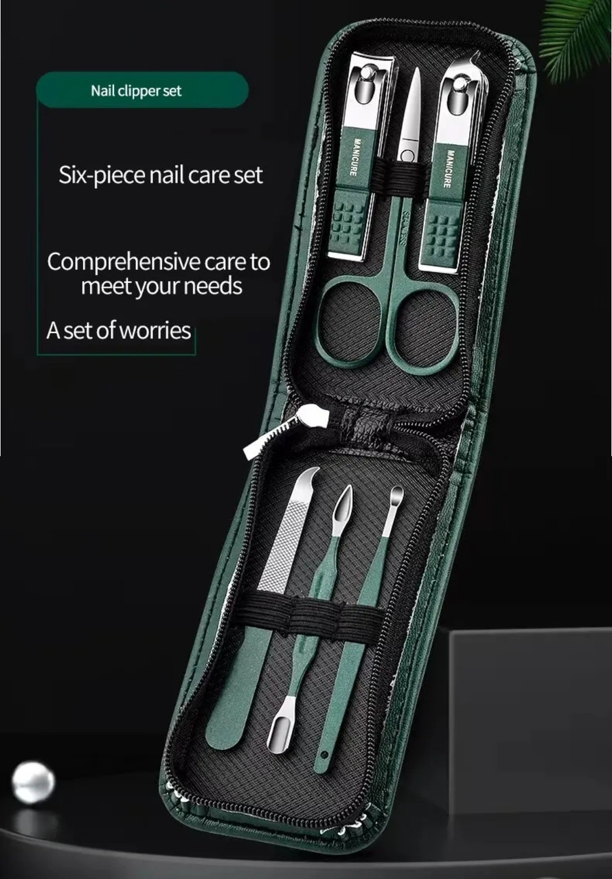Набір манікюрних ножиць для нігтів 6 штук Зелений
