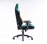 Геймерське крісло ТКАНЕВЕ Infini ERGO System G20 зелено-жовте Комп'ютерне крісло з тканини Спортивна модель, фото 6