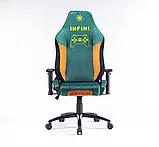 Геймерське крісло ТКАНЕВЕ Infini ERGO System G20 зелено-жовте Комп'ютерне крісло з тканини Спортивна модель, фото 2