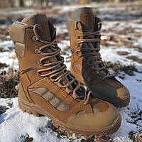 Тактические зимние берцы койот теплые военные ботинки высокие армейские берцы койот зимние