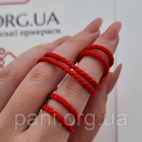 Шнурок ювелірний червоний зі срібною застібкою з чорнінням, фото 1