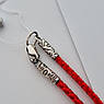 Шнурок ювелірний червоний зі срібною застібкою з чорнінням, фото 8