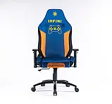 Комп'ютерне крісло з тканини Infini ERGO System G20 СИНЬО-ЖОВТЕ Геймерське крісло ТКАНЕВЕ (лежаче положення), фото 7