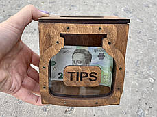 Дерев'яна коробочка для чайових з кришкою 12х7х12 см "Банка №2", фото 3