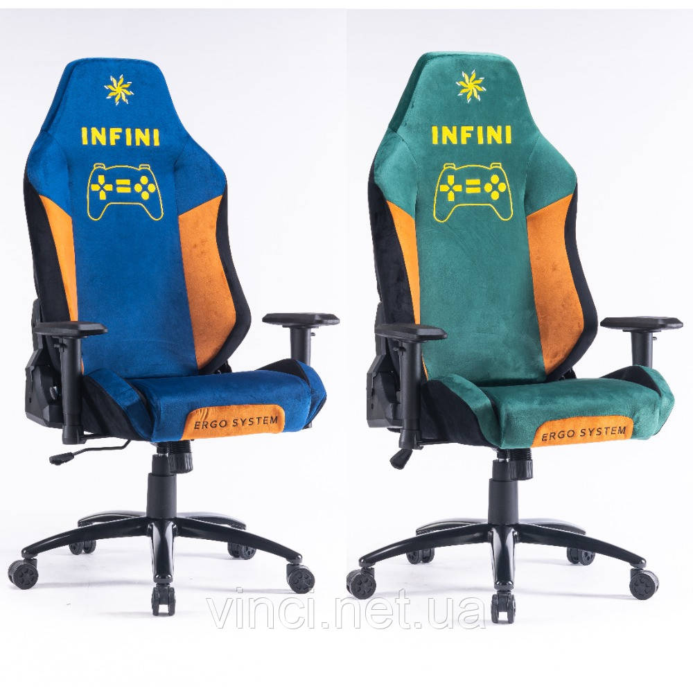 Комп'ютерне крісло з тканини Infini ERGO System G20 (2 КОЛЬОРИ)  Геймерське крісло ТКАНЕВЕ (лежаче положення), фото 1
