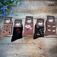 Махровые носки с цветами Размер:37- 41 см (15236)