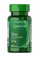 Цинк Puritan's Pride Zinc Gluconate 25 мг (100 табл)