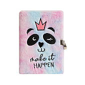 Блокнот Панда, А5, на замку різнобарвний пухнастий