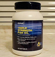 Омега 3 GNC Triple Strength Fish Oil 60 капсул 900 мг ДГК ЕПК фіш оіл риб'ячий жир жирні кислоти