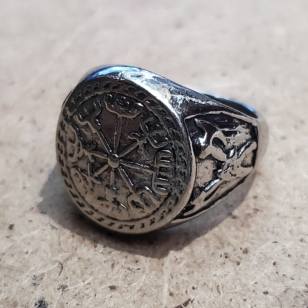 Перстень (aer-023) Vegvisir (Вегвізир з сокирами), Розмір Размер 21