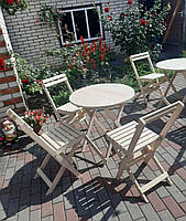 Деревянная мебель раскладная 
(набор мебели круглый стол +2 стула)