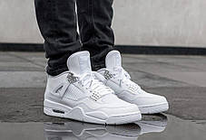 Чоловічі кросівки Nike Air Jordan 4 White Взуття Найк Джордан IV білі шкіра натуральний замш демісезон, фото 3