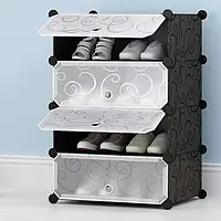 Шкаф для обуви на 4 полки пластиковый Storage Cube 39x35x72см MP A1-41 BK322-01