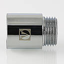 Подовжувач нарізний хромований Valtec DN 1"x80 мм. латунний (Італія) VTr.198.C.0680, фото 8