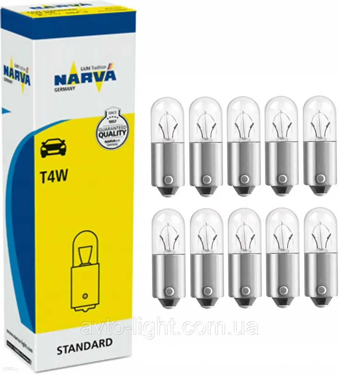 Лампа 12V (цок.BA 9s) T4W Narva (17131) (уп.10шт)