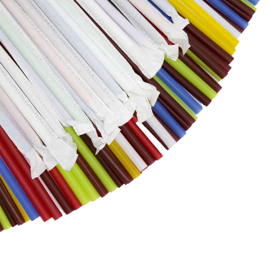 Пластикові трубочки для коктейлю Фреш Мікс Ø6.8мм 21см 300шт/уп / Трубочка для напоїв та коктейлів кольорові