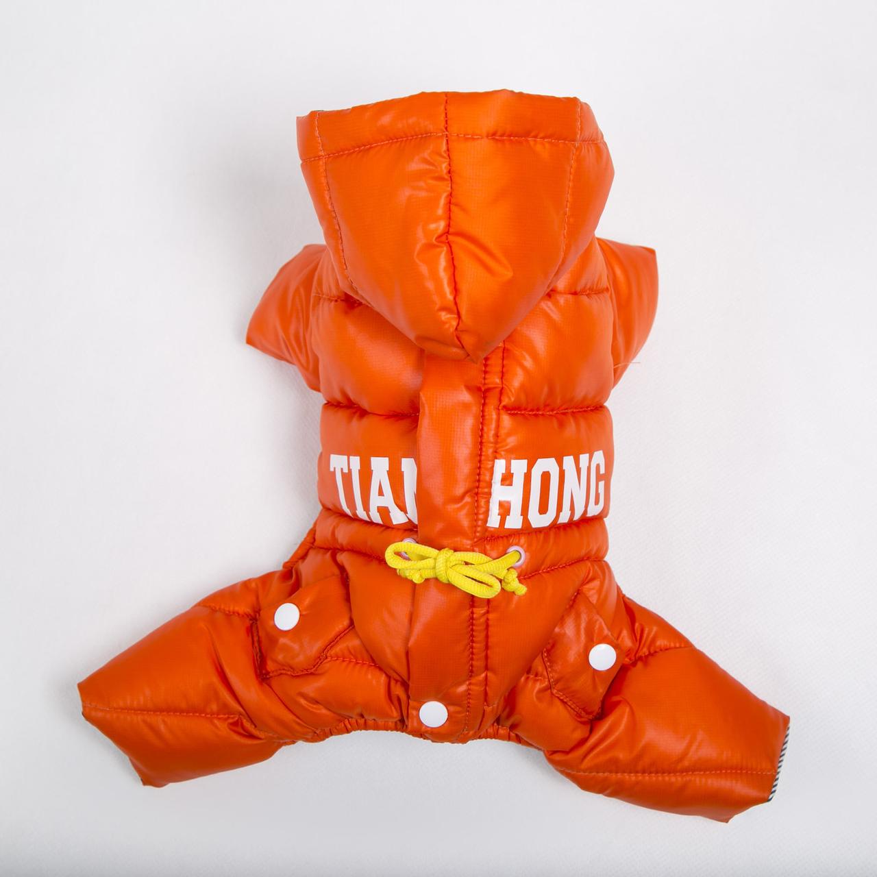 Комбинезон - пуховик для собак ДВУХСТОРОННИЙ БРЕНД Tianchong ОРАНЖЕВЫЙ - фото 1 - id-p1949550401