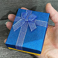 Коробочка большая желто-голубая для подарочной упаковки ювелирных изделий, бижутерии, размеры 70*90*25