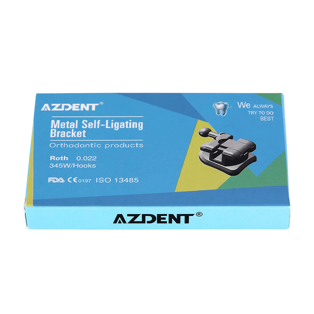 Металеві активні самолігуючі брекети  Azdent Self Ligating, Mini, Roth 0.22", hooks 3-4-5, 20+4 шт.