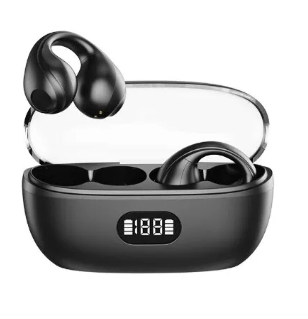 Бездротова bluetooth-гарнітураіз зарядним відсіком KW52 дисплей Чорний