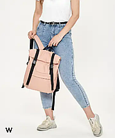 Рюкзак женский Ролл пудровый, молодежный рюкзак, стильный рюкзак для девушек, рюкзак для работы и прогулок