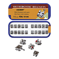 Металлические брекеты Azdent, Mini, Roth 0.22", Laser Mark hooks 3-4-5, 20 шт.