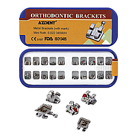 Металеві брекети  Azdent, Mini, Roth 0.22", Laser Mark hooks 3-4-5, 20 шт.