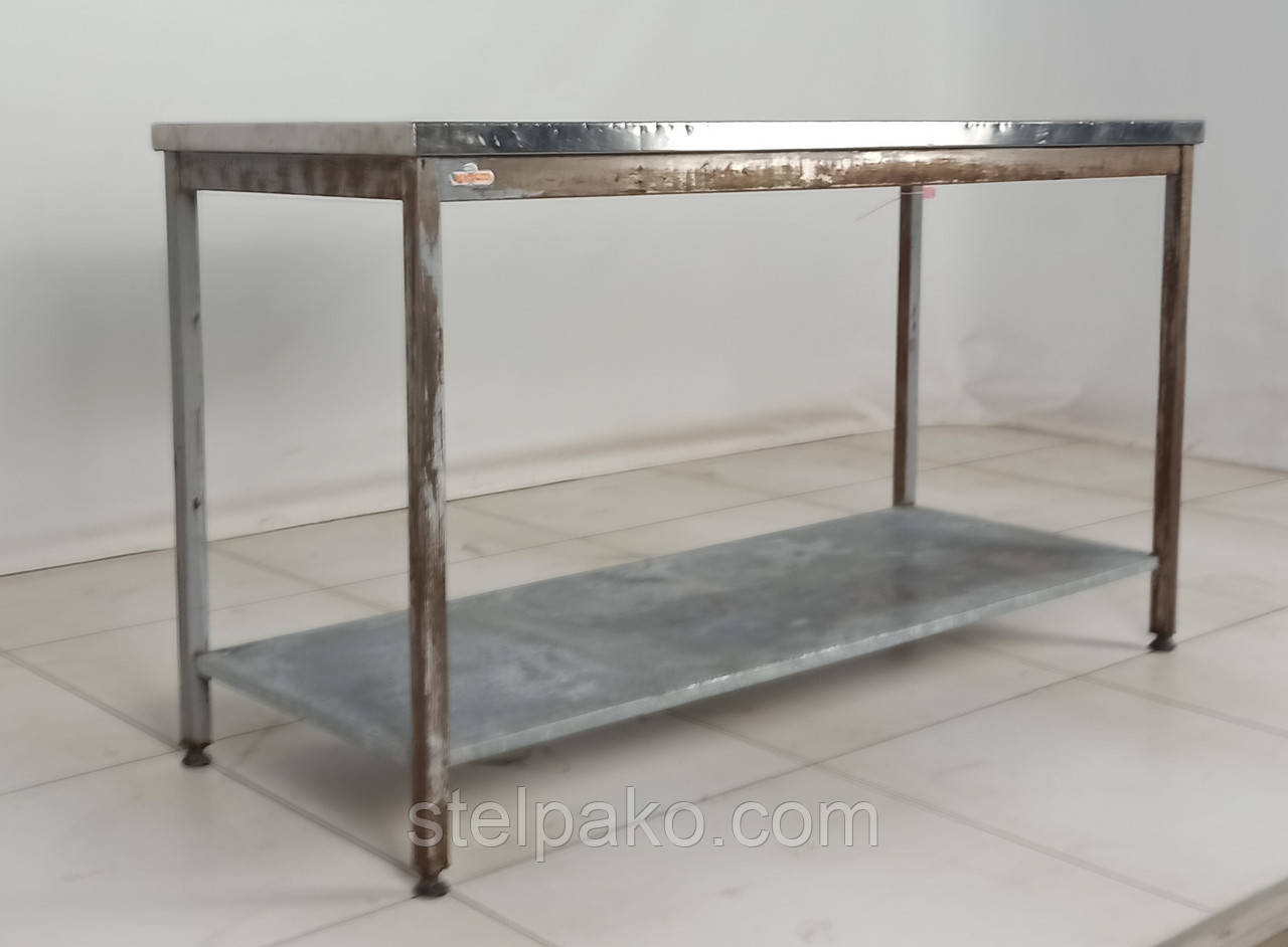 Стіл із нержавіючої сталі на металевій основі, 1500х600х850 мм., Б/у, фото 1