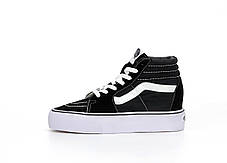 Жіночі кеди Vans SK-8 Platform Взуття Ванс високі чорно-білі на високій платформі замш текстиль демі, фото 4