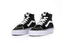 Жіночі кеди Vans SK-8 Platform Взуття Ванс високі чорно-білі на високій платформі замш текстиль демі, фото 6