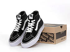 Жіночі кеди Vans SK-8 Platform Взуття Ванс високі чорно-білі на високій платформі замш текстиль демі, фото 3