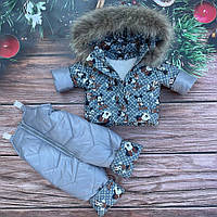 Зимний костюм с натуральным мехом енота