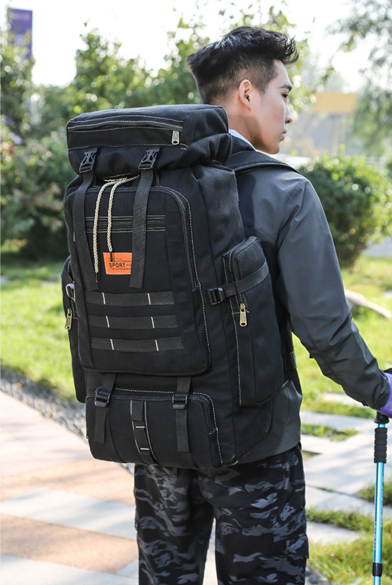 Рюкзак великий мішковина брезент Pinzhiyiliu туристичний рюкзак брезентовий крупний рюкзак, фото 1