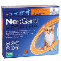 Таблетки от блох клещей и глистов Нексгард Спектра Nexgard Spectra для собак 2 - 3,5 кг , 1 таблетка