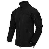 Тактическая флисованная куртка \ флиска ALPHA TACTICAL JACKET - GRID FLEECE Helikon-Tex Black Черный