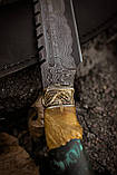 Ексклюзивний ніж ручної роботи з дамаської сталі «Хижак #4» зі шкіряними піхвами/60 HRC, фото 3