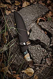 Ексклюзивний ніж ручної роботи з дамаської сталі «Хижак #4» зі шкіряними піхвами/60 HRC, фото 9