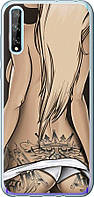 Чехол с принтом для Huawei P Smart S / на хуавей п смарт с с рисунком Девушка с татуировкой
