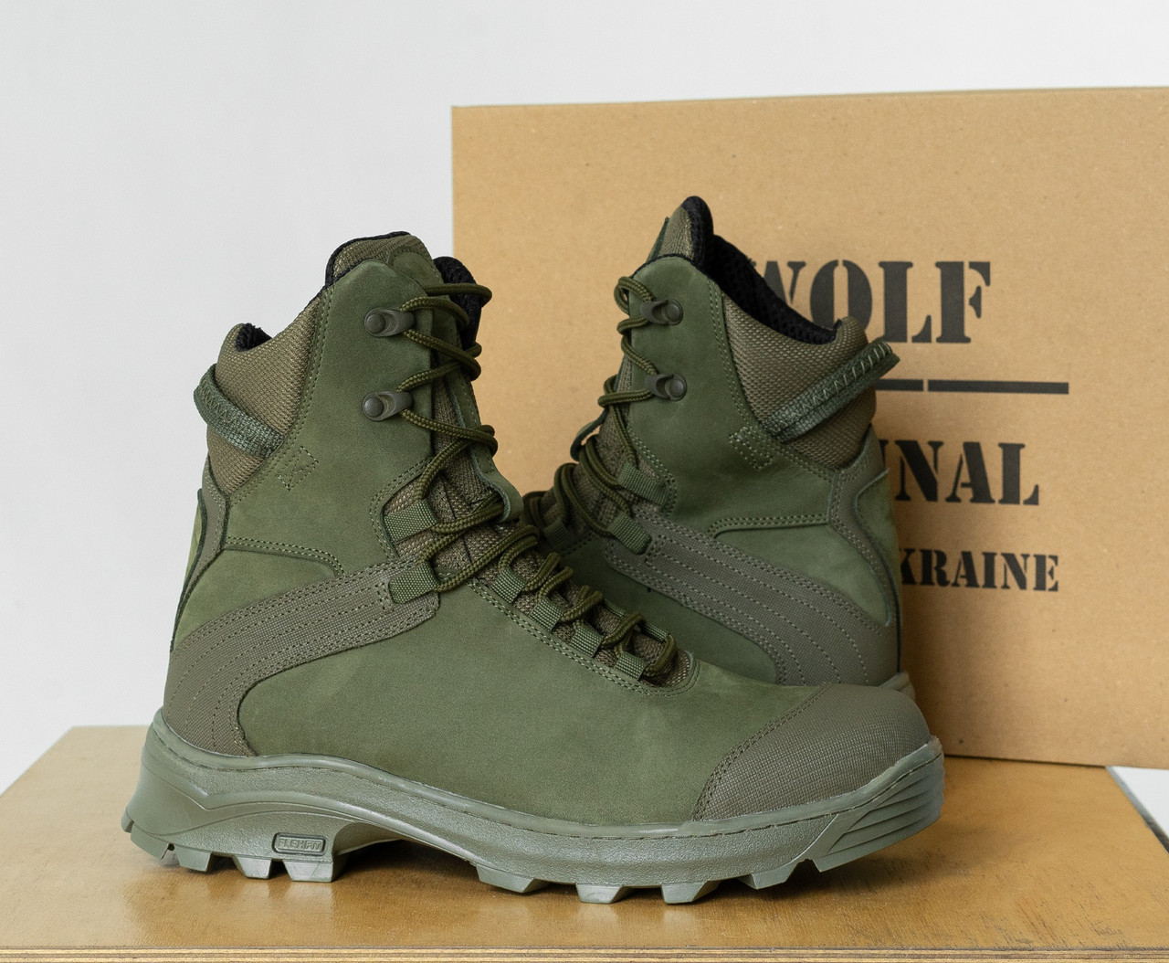 Берцы тактические водостойкие Хаки нубук "BNM", армейские зеленые ботинки из нубука для ВСУ - фото 1 - id-p1958987061