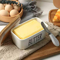 Масленка c ножом "Butter" масленица керамическая TRA