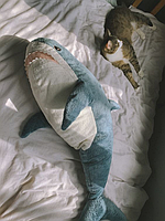 Мягкая игрушка Акула из ИКЕА 140 см, плюшевая игрушка-подушка Акула, синяя 140