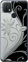 Чехол с принтом для Oppo A15 / на оппо а15 с рисунком Цветы на чёрно-белом фоне