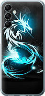Чехол с принтом для Samsung Galaxy M14 / на самсунг галакси М14 с рисунком Бело-голубой огненный дракон