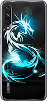 Чехол с принтом для Xiaomi Mi A3 / на Ксяоми, сяоми, ксиоми Ми А3 с рисунком Бело-голубой огненный дракон
