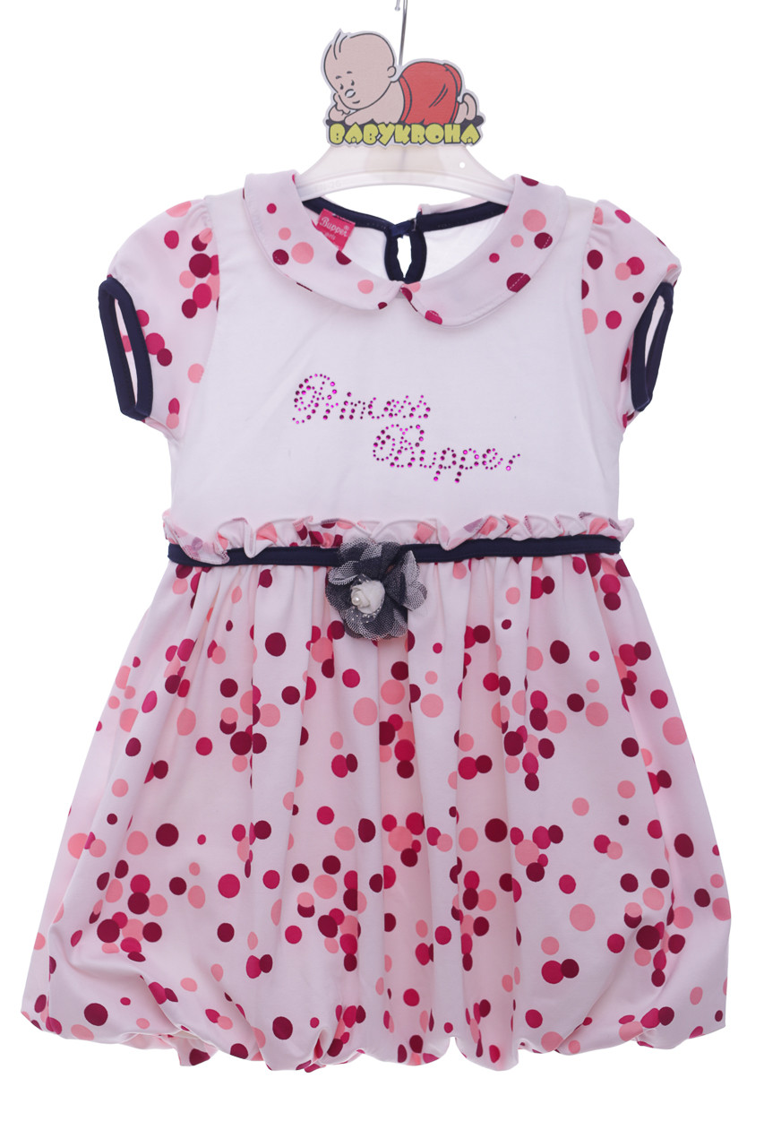 Літнє плаття з коротким рукавом інтерлок з квітами рожеве