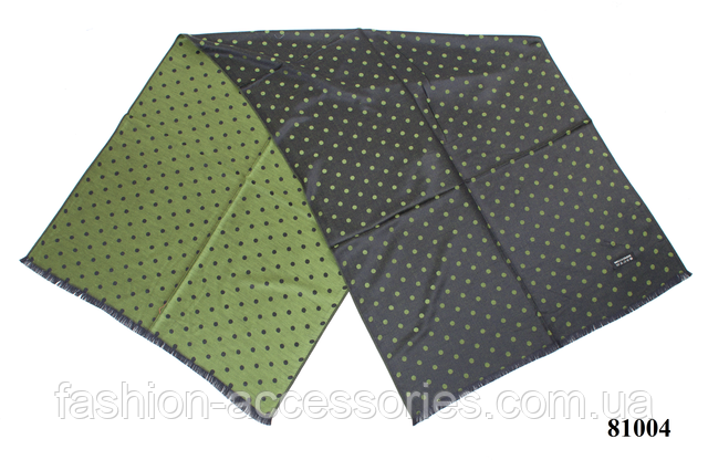 Модний красивий жіночий шарф палантин на голову оливковий Палантин в горошок оливковий (81004) 2