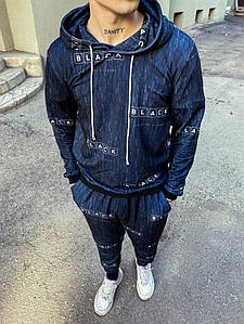 Принтований синій спортивний костюм з написами